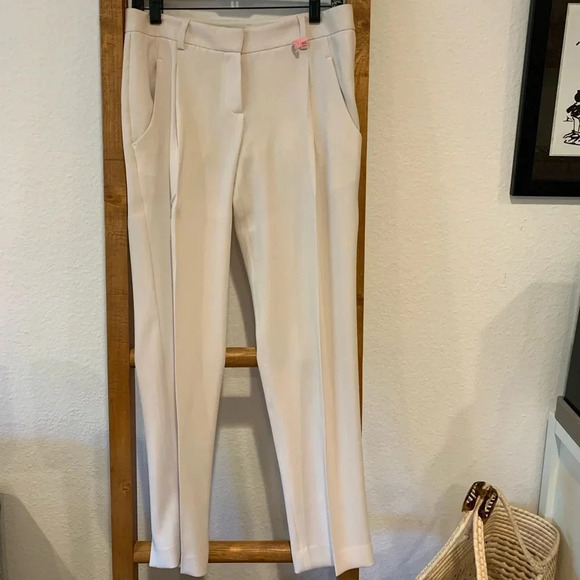 Theory Pants - THEORY GUC Latani NC Ash White Pleated Trousers Slacks Work Pants
